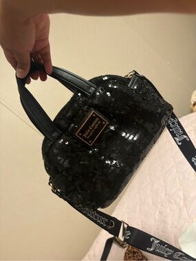 Juicy Couture Black Sequin Shoulder Satchel